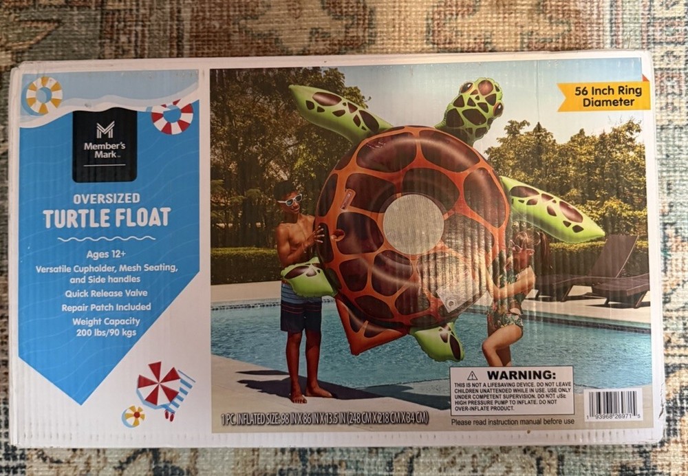 Member's Mark Oversized Turtle Pool Float, Mesh Seating, 56" Diameter