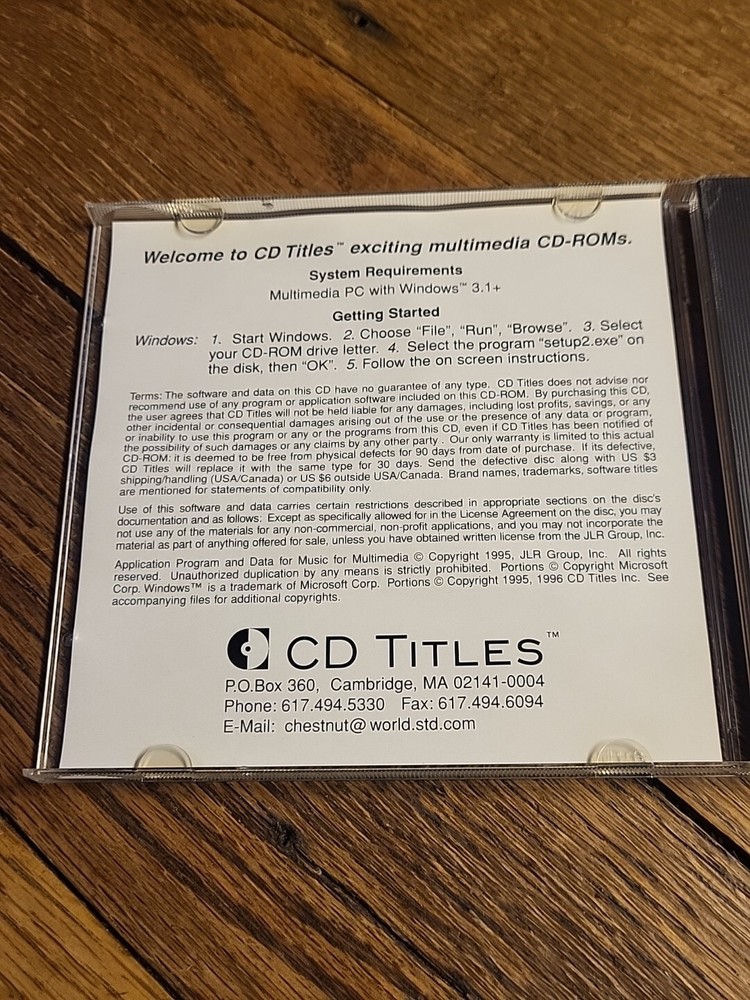Music for Multimedia 1996 PC Computer CD Titles Software Disc Windows 3.1