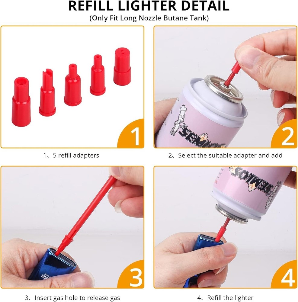 Multi-Purpose Butane Tank Adapter with 8 Refill Tips - Compact & Portable