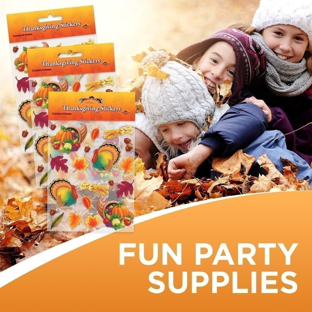 Beistle Thanksgiving Stickers 4 Sheets Per Pkg
