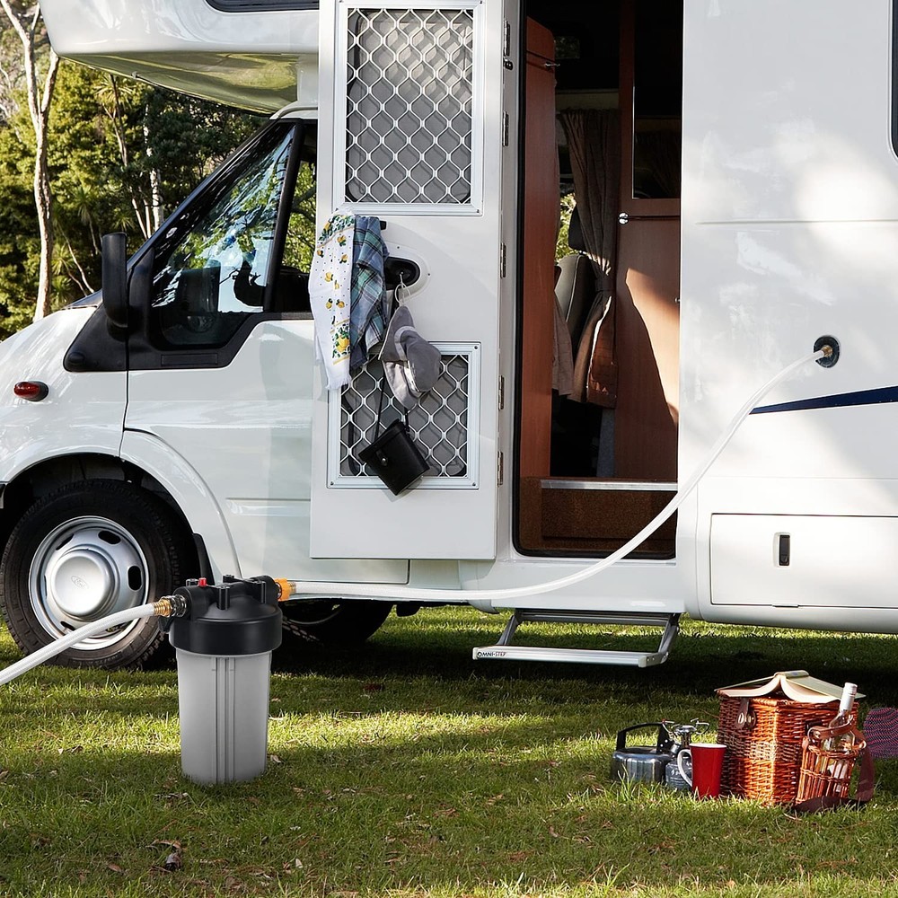 RV Water Filter System, Clog-Resistant Inline Water Filter with Brass Threads,