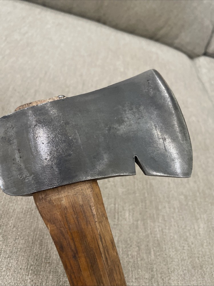 Vintage Dunlap Tools Logo Single Bit Hand Axe Nice With Leather Sheath