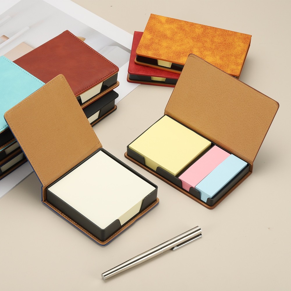 140Sheets Leather Sticky Notes Holder, 10in Post Notes Holder Box, Brown