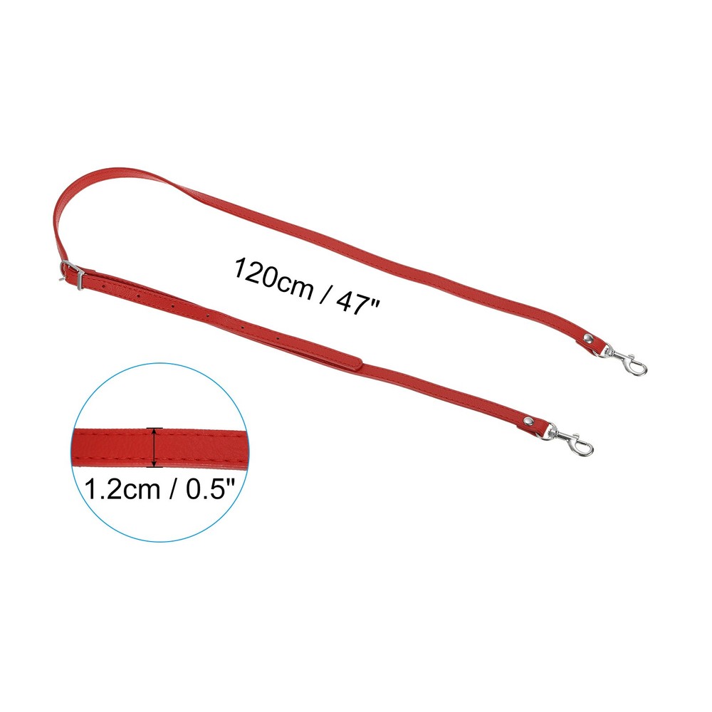 47 Inch Adjustable PU Leather Purse Strap with Silver Hardware, Red