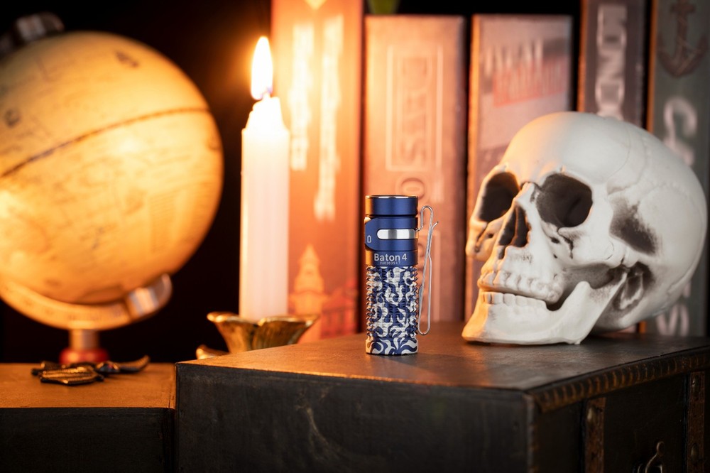 Olight Baton 4 Blue Phantom Waterproof Rechargeable Flashlight 1300 Lumens
