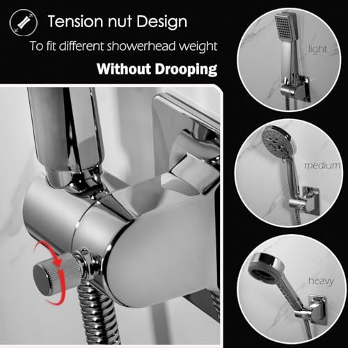 Handheld Shower Head Holder - No Drill - 360 Variable Adjustable - Tension Nut