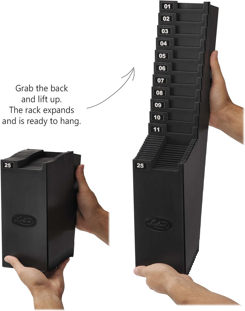 Time Card Rack Expandable System, 25 Pockets, Durable Construction with Mounting