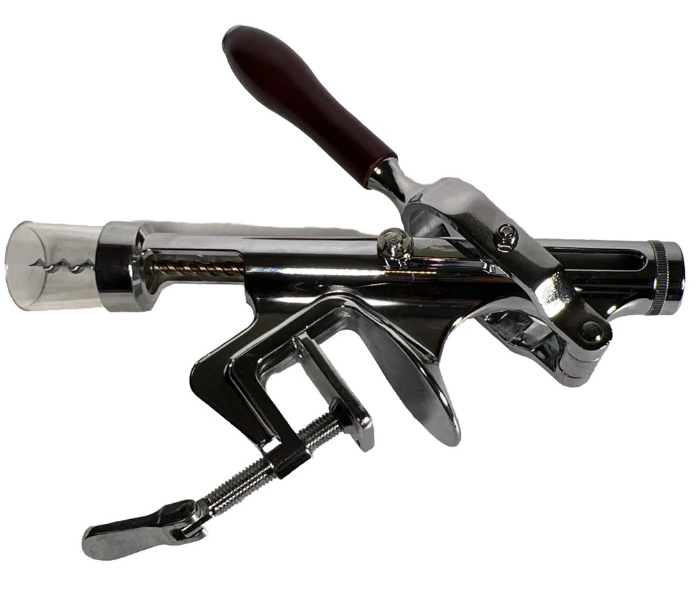Bar Wine Corkscrew Bottle Opener Puller Table/Counter Top Mount Wood Handle