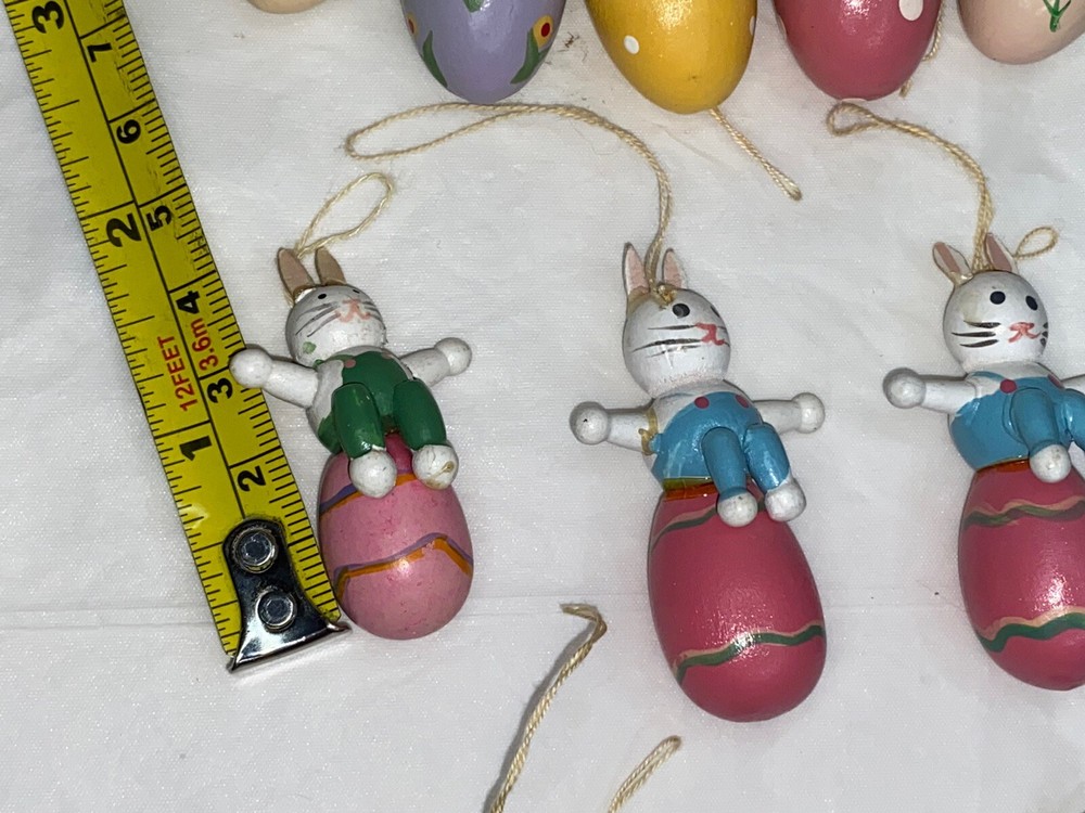 18" Easter Tree Wooden Ornaments Eggs Bunny Hand Painted