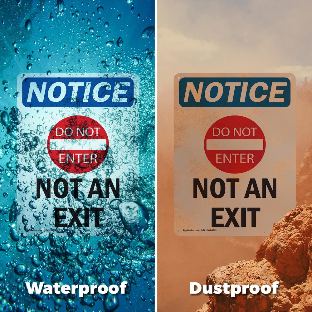 (2 Pack) Not An Exit OSHA Notice Sign Decal Metal Plastic
