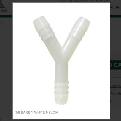 3/8 BARB Y WHITE NYLON # 33301W