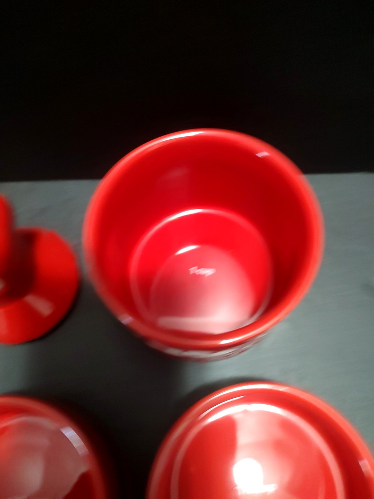 Red Ceramic Love Potion Bottle Shaped Stacking Measuring Cup Set 9" Tall