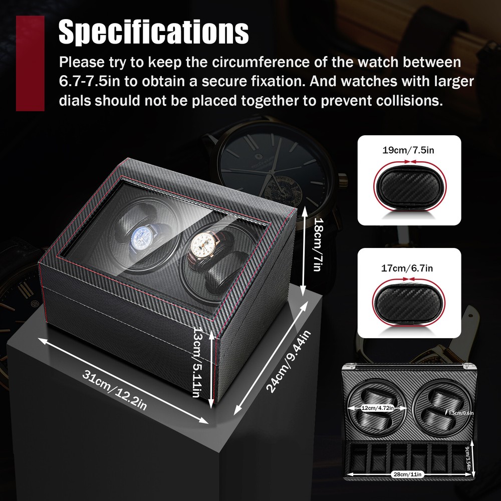 Automatic Rotation Watch Winder Box 4+6 Self Winding Display Box Storage Case