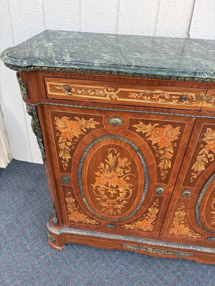 67208 Marble Top Sideboard Server Console Cabinet Stand