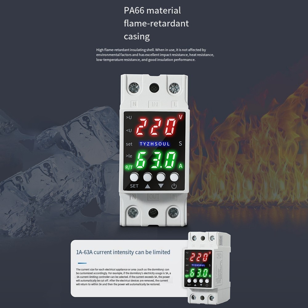 Dual LCD Voltage Protector with Smart Over Under Current Electrical Protection