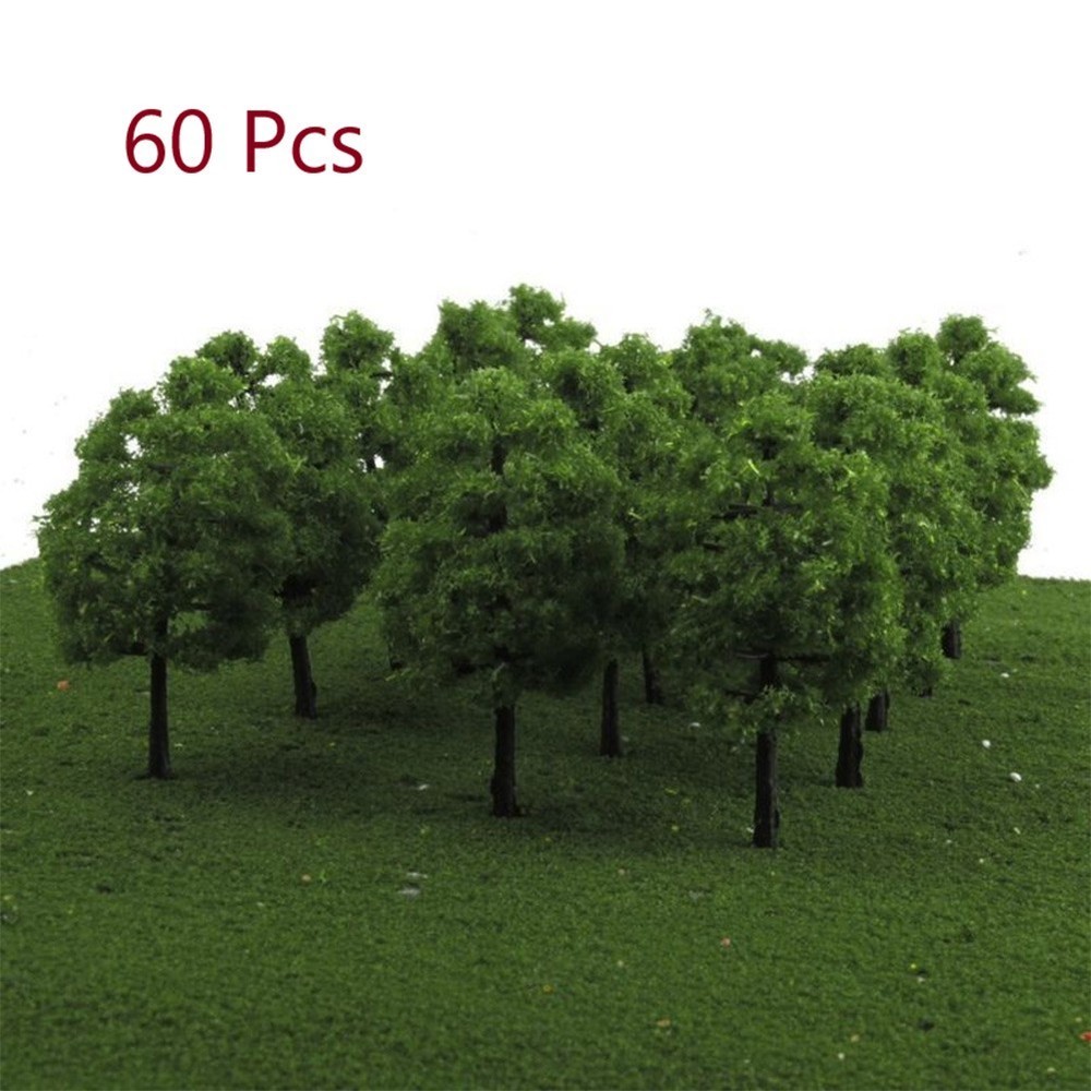 60Pcs Mini Model Trees Train Railway Architecture Tree Diorama Scenery Tree New