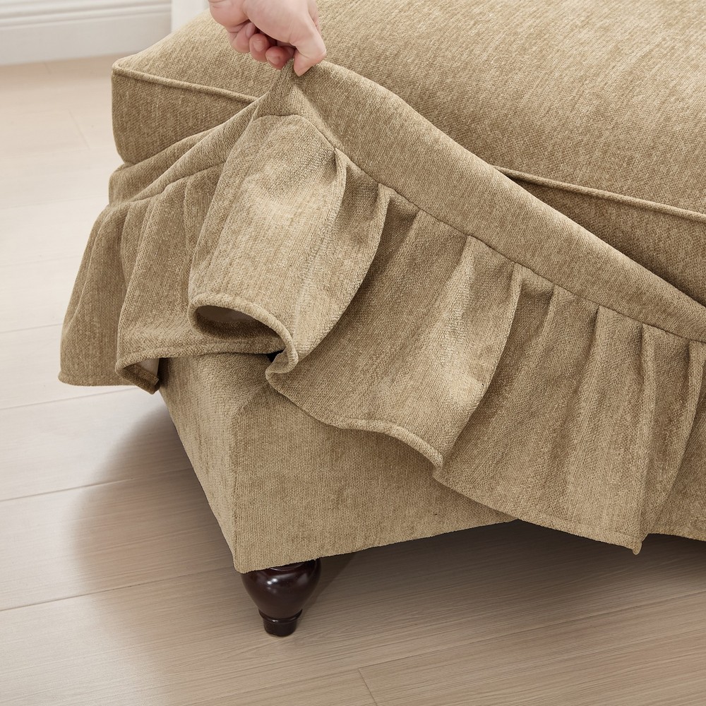 Modular 2-Piece Light Coffee Chenille Sofa Set w Flared Arms