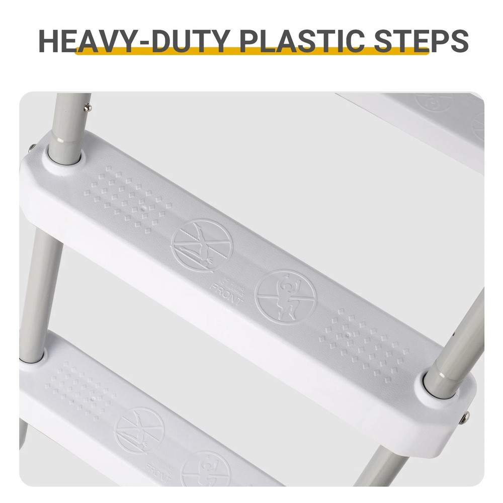 2 Steps 33in Pool Ladder Iron Grey Frame + White Steps
