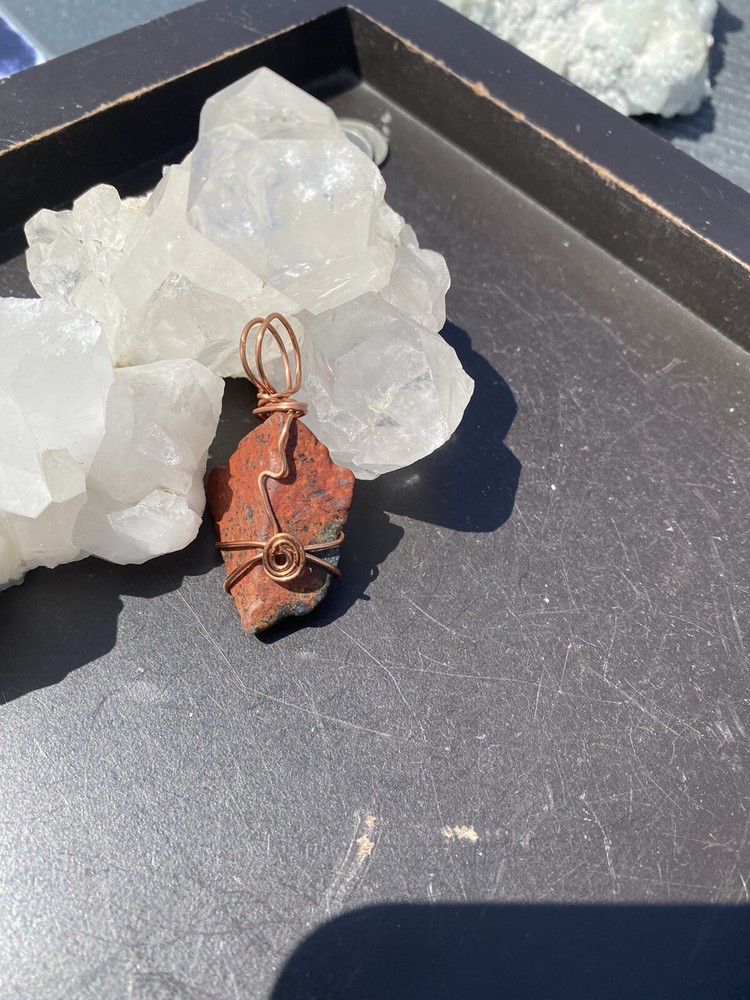 Natural Crimson Cuprite Copper Wrapped Pendant