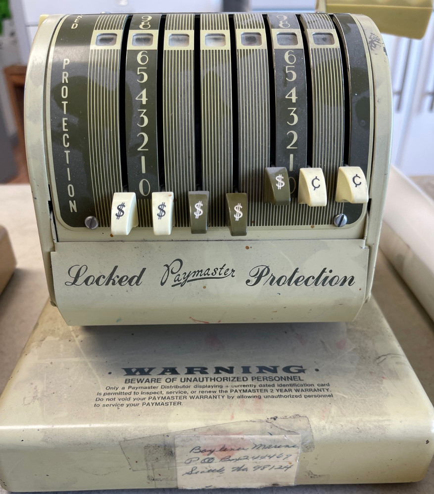 Vintage Paymaster Check Writer-Locked