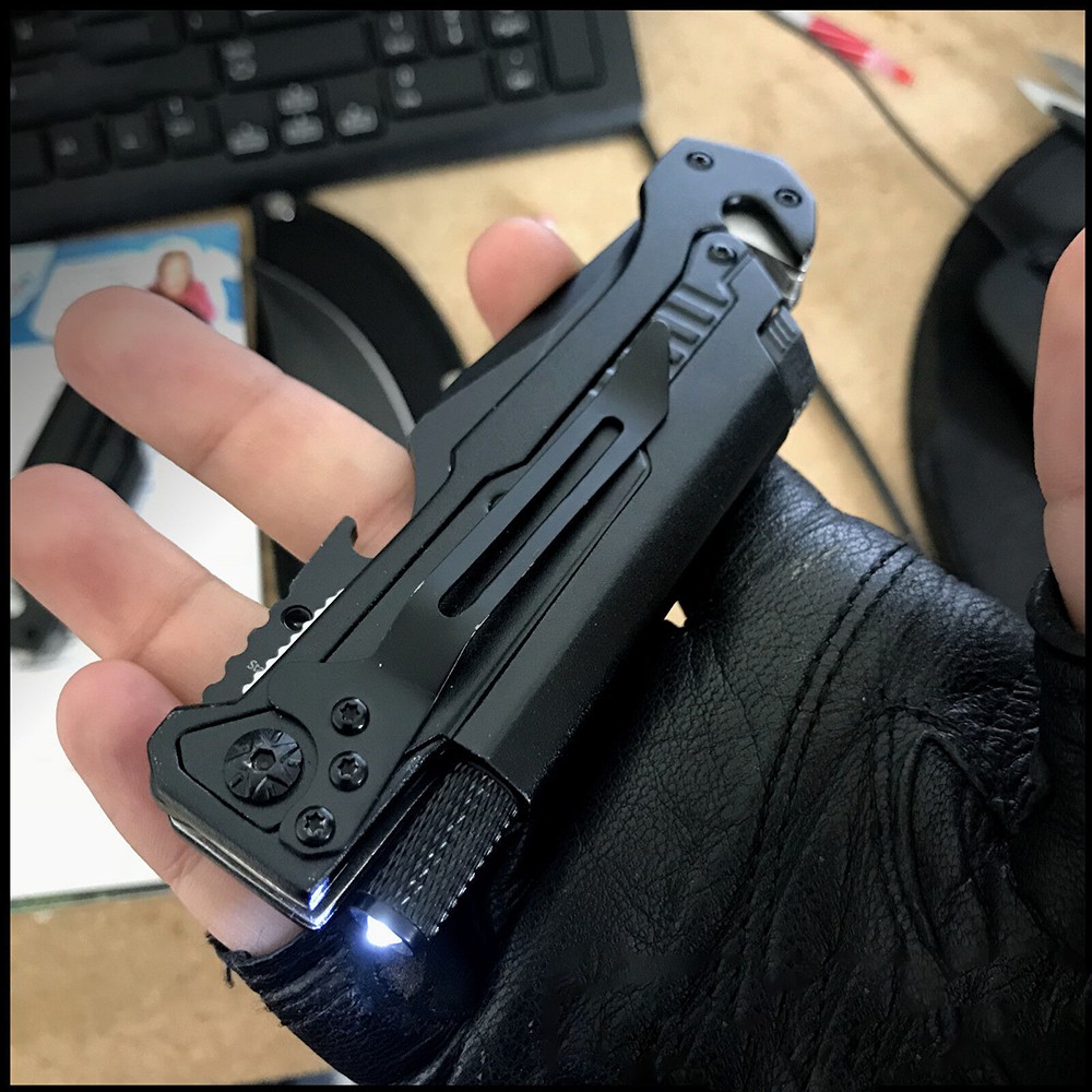 Black EDC Assisted LED Multifunction Open Pocket Knife Survival MULTI TOOL Gift