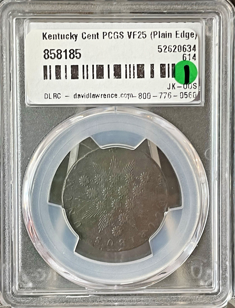 Kentucky token-1792-plain edge -PCGS VF 25