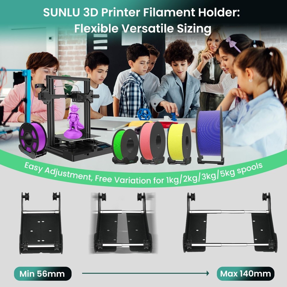 SUNLU 3D Printer Filament Holder, Spool Easy 1 Piece, Black