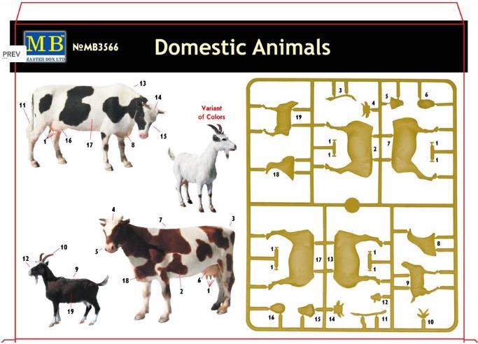 Domestic Animals (Plastic model kit) 1/35 MasterBox 3566