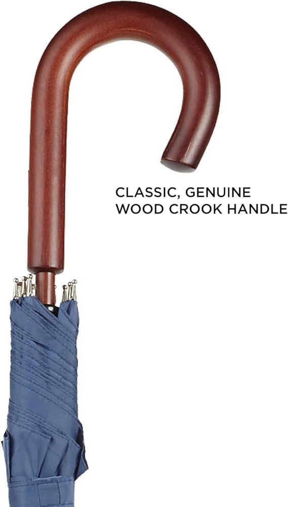 Classic Umbrella Automatic Open Wooden Stick Windproof Folding Rain Black Strong