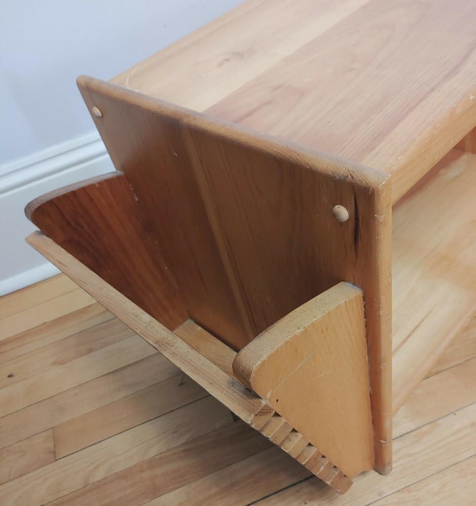 Solid Wood Handmade Magazine Rack Side Table Unique Rare