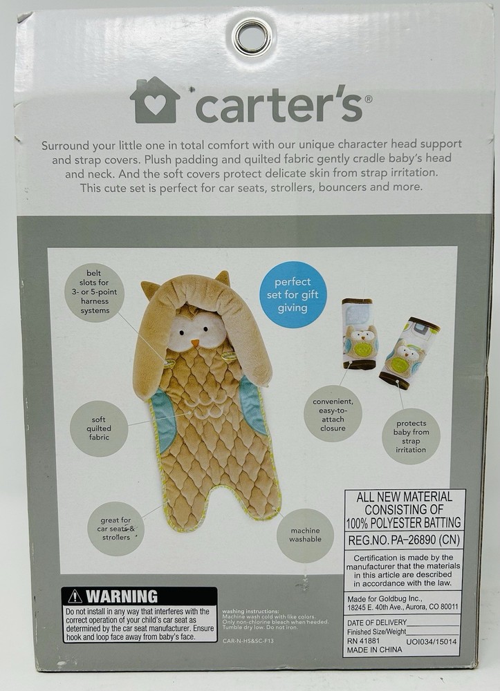 Carter's Owl Infant Head Support And Strap Cover Set