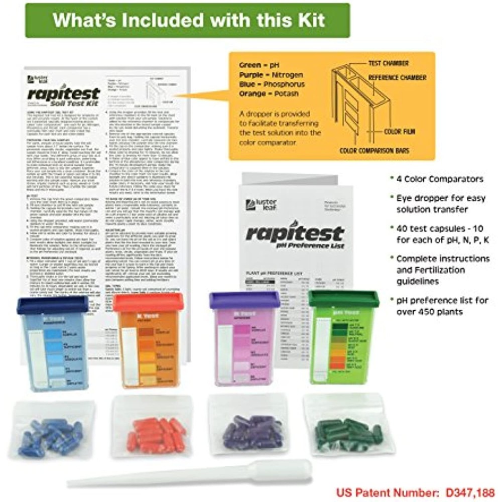 Luster Leaf 1601 Rapitest Test Kit for Soil pH, Nitrogen, Phosphorous and