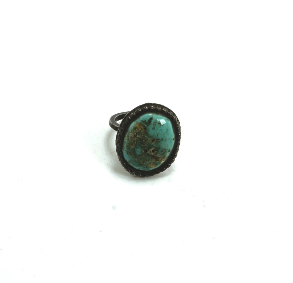Vintage Native American Silver & Turquoise Ring, Size 6