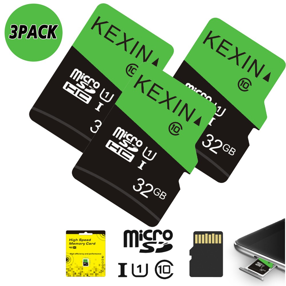 3Pack 32GB Micro SD SDHC Class 10 TF SD Flash Drive Memory Card For Phone Camera