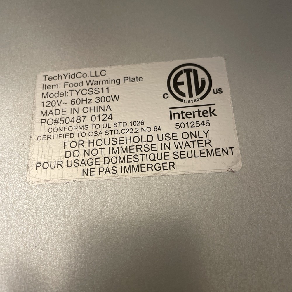 TechYidCo. Shabbos Safe Warming Tray SAFEPLATE - Open Box Standard Working