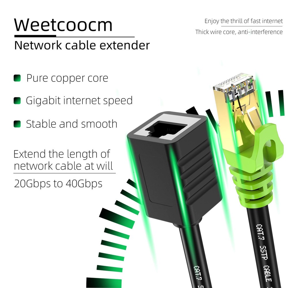 Ethernet Extension Cable 10ft, Network Cat6a 10FT, Black