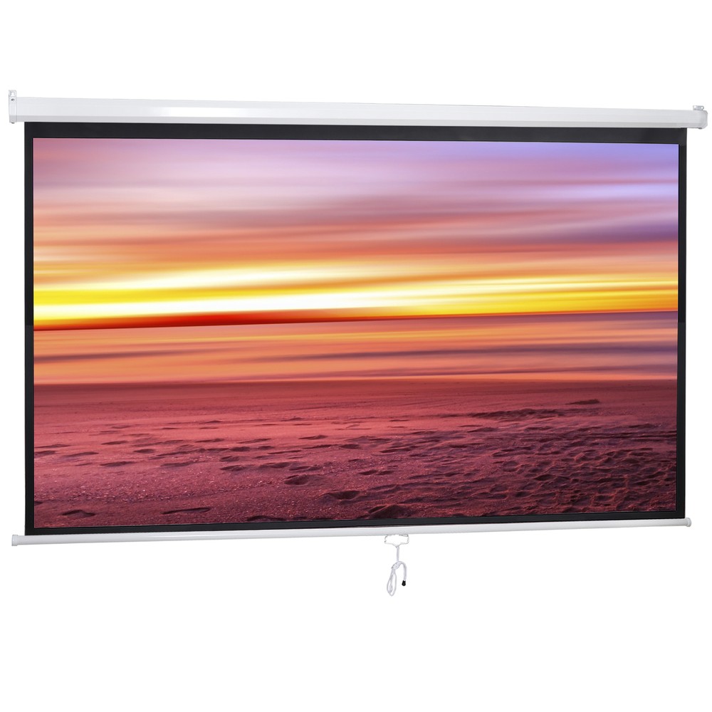 Diagonal Projection Projector Screen HD Manual Pull Down Home Theater 100" 16:9