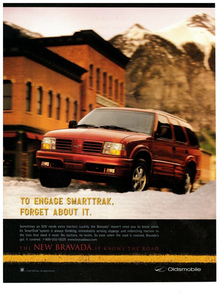 1997 Oldsmobile Bravada SUV Vintage Print Advertisement
