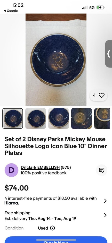 Disney Parks Authentic Dinner ware - Blue Speckled Plates 2