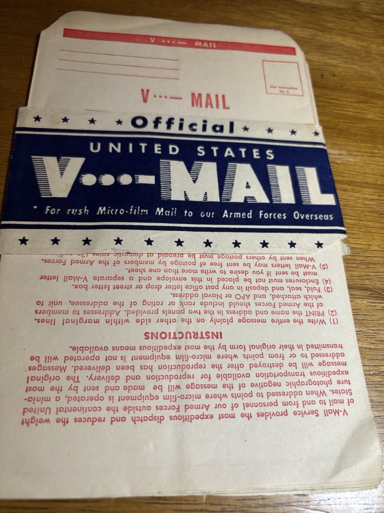 WWII  V Mail Envelopes X 5, Unused