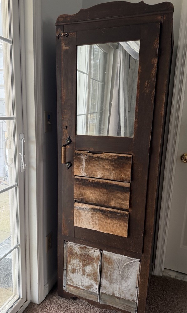 Vintage Solid Wood Wardrobe with Mirror
