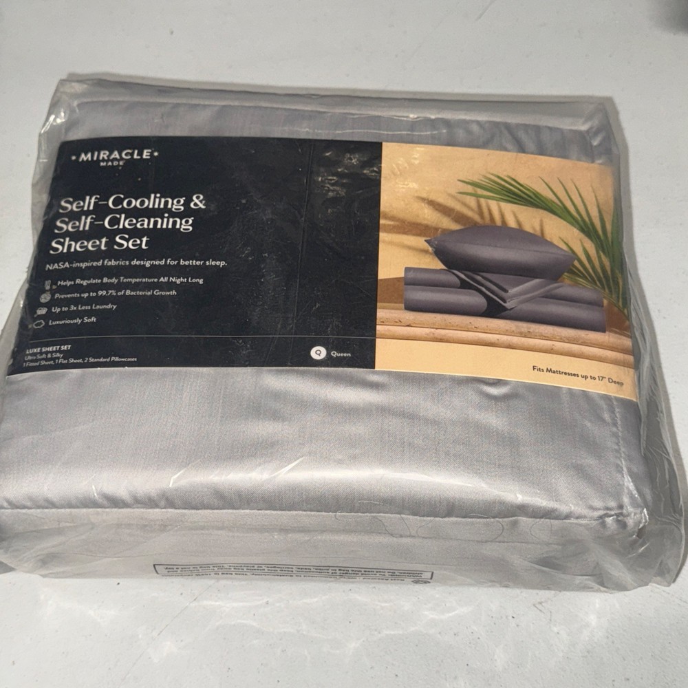 Miracle Made Self Cooling and Self Cleaning Sheet Set Queen Stone Gray