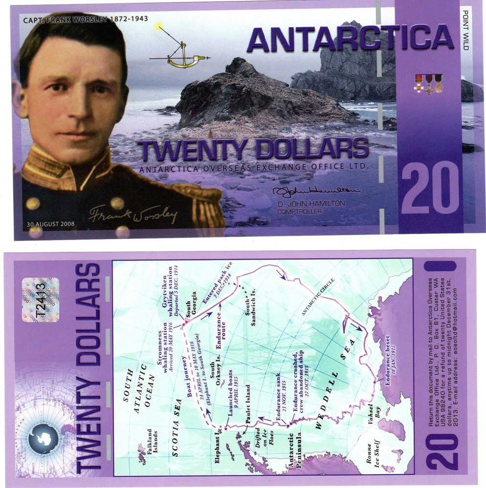 Antarctica 2008 POLYMER 20 DOLLAR BILL NEW UNC
