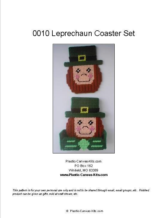 St. Patrick's Day Leprechaun Coaster Set-Plastic Canvas Pattern or Kit