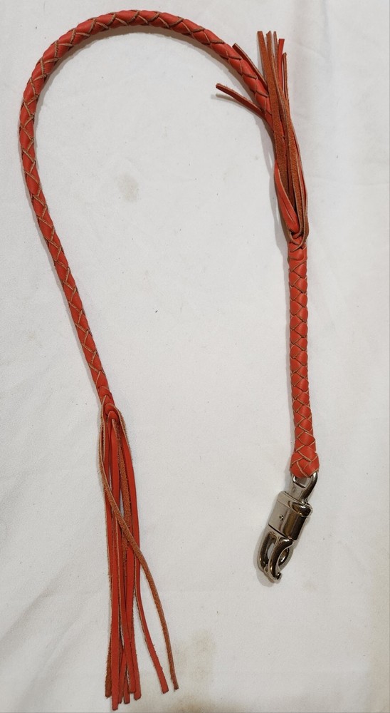Get Back Whip Classic Biker Motorcycle Orange Leather Accessory For Handlebars