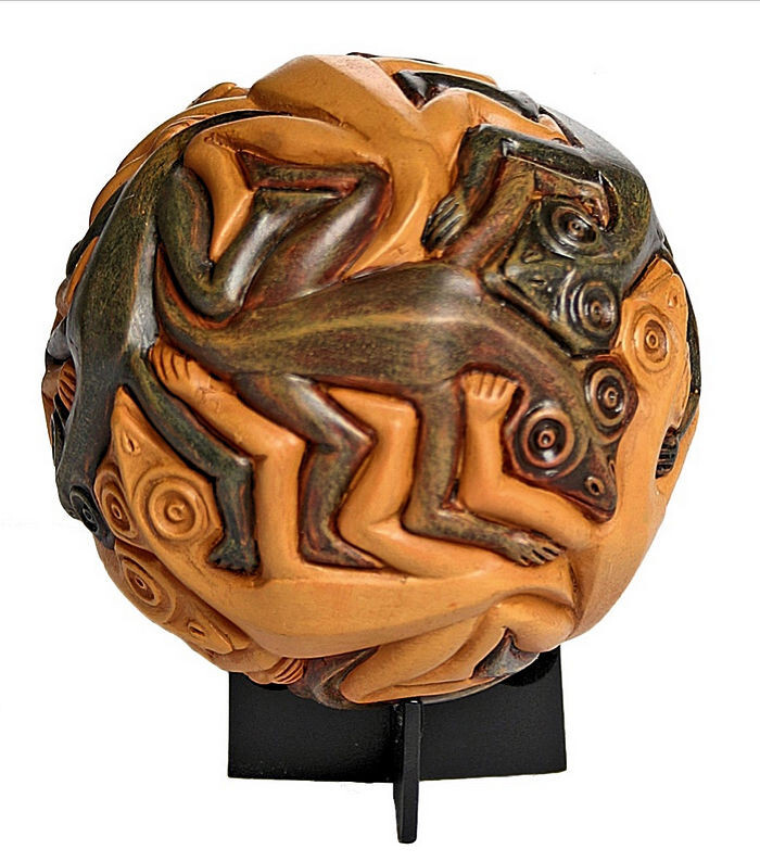 M.C. Escher Lizards Reptiles Tessellation Solid Resin Sphere Sculpture