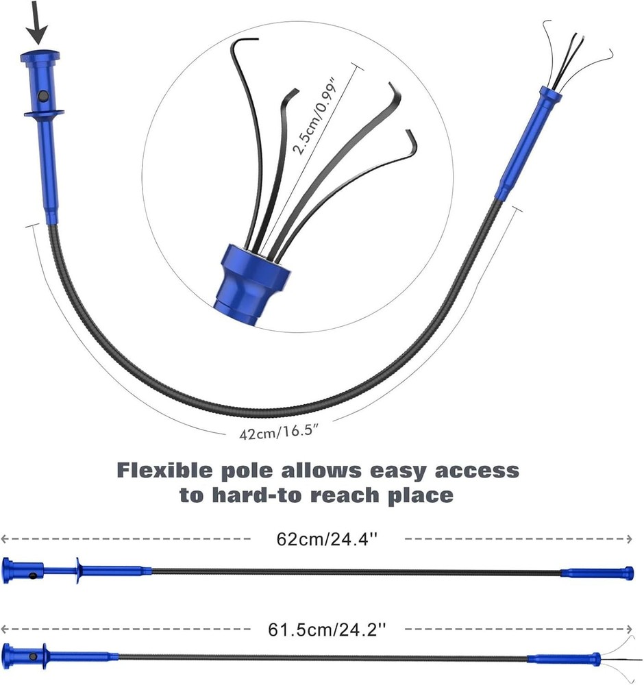 Compact C-Shaped Grabber Tool with LED Lights for Effortless Object Retrieval