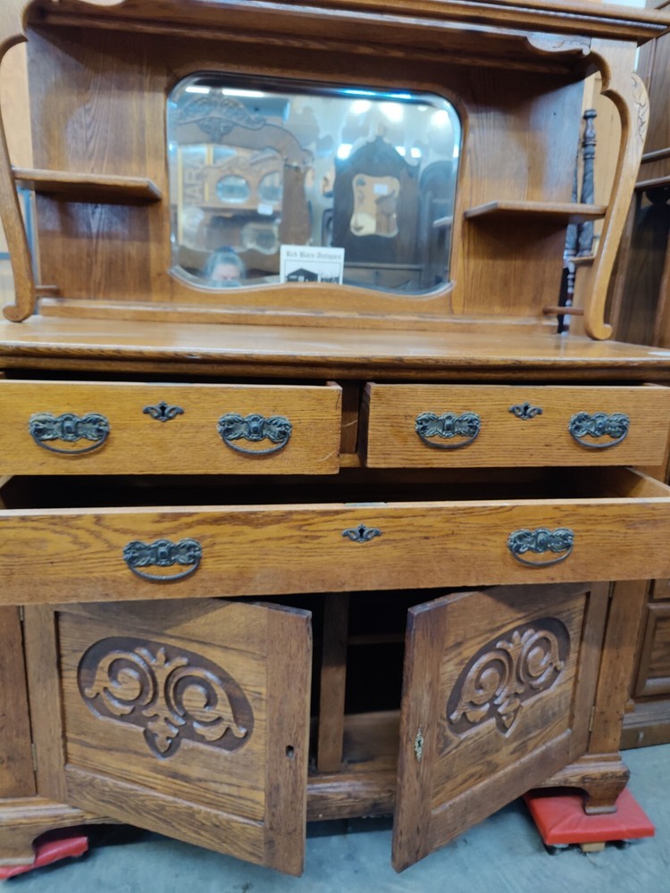 Solid Oak Sideboard Buffet c1890-1910 Golden Oak Era~Nice Finish