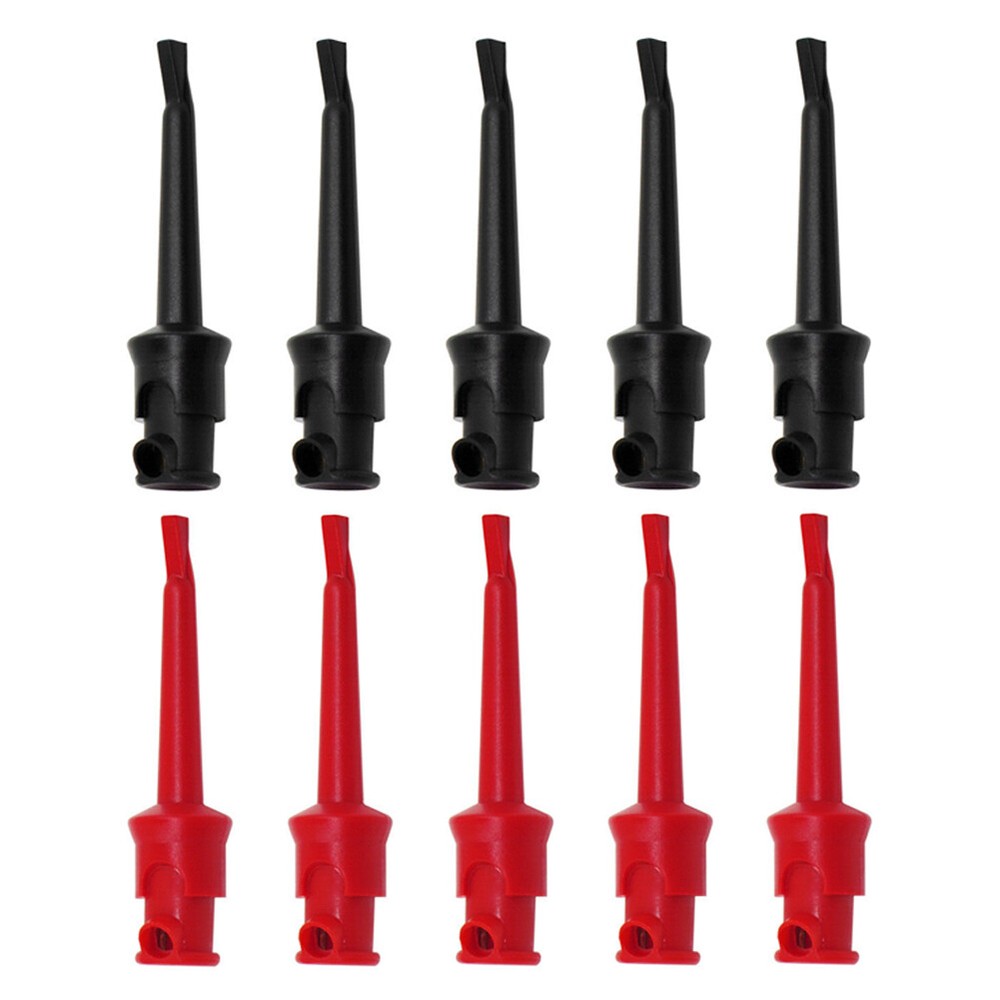 10PC Mini Grabber Test Hook Clips Insulated for Electrical Testing Black & Red