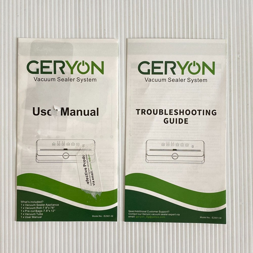 Geryon Vacuum Sealer User Manual and Troubleshooting Guide